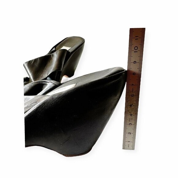 Vintage Y2K Faust Santini Black Wedge Slide Sandals, Size 40EU - Picture 9 of 14